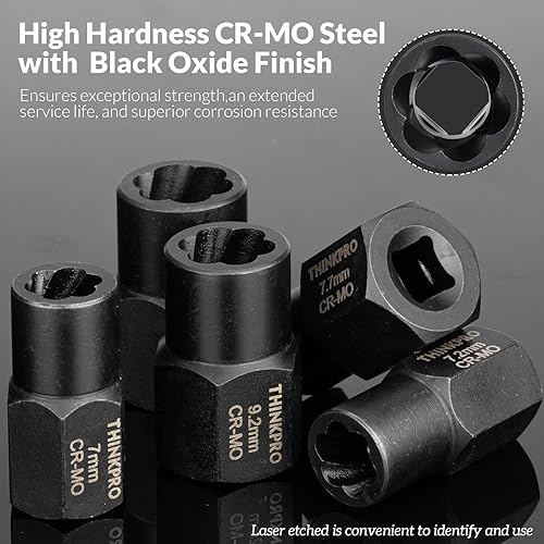 Miniatura 7 de Thinkpro Kit extractor de pernos, 35 piezas de herramienta extractora de pernos, juego de dados extractores de pernos fáciles de quitar, pernos de