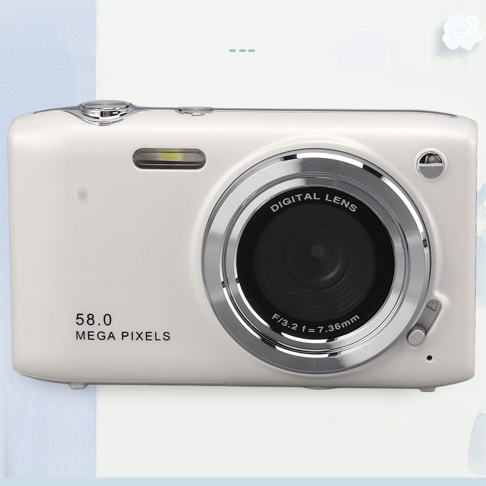 Cámara Digital 4K de 58MP, Zoom 16X, Pantalla IPS 2,88 Pulgadas, Cámara Compacta con Enfoque Automático y Disparo con unClic, para Vlogging de Fotografía de Viajes (White)
