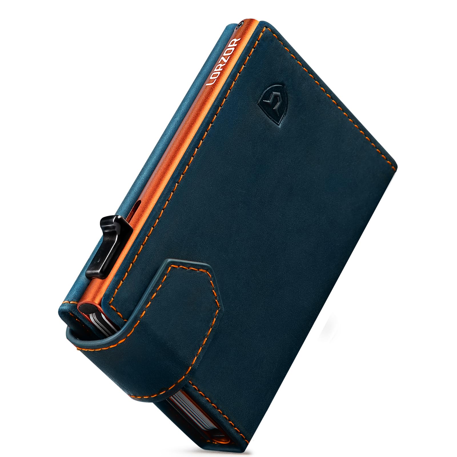 LORZOR Kartenetui mit Magnetischer Verschluss, Slim Wallet mit Münzfach, Geldbörse Herren RFID Schutz, Portmonee Herren Portemonnaie für 10 Karten, Smart Wallet, Geldbeutel