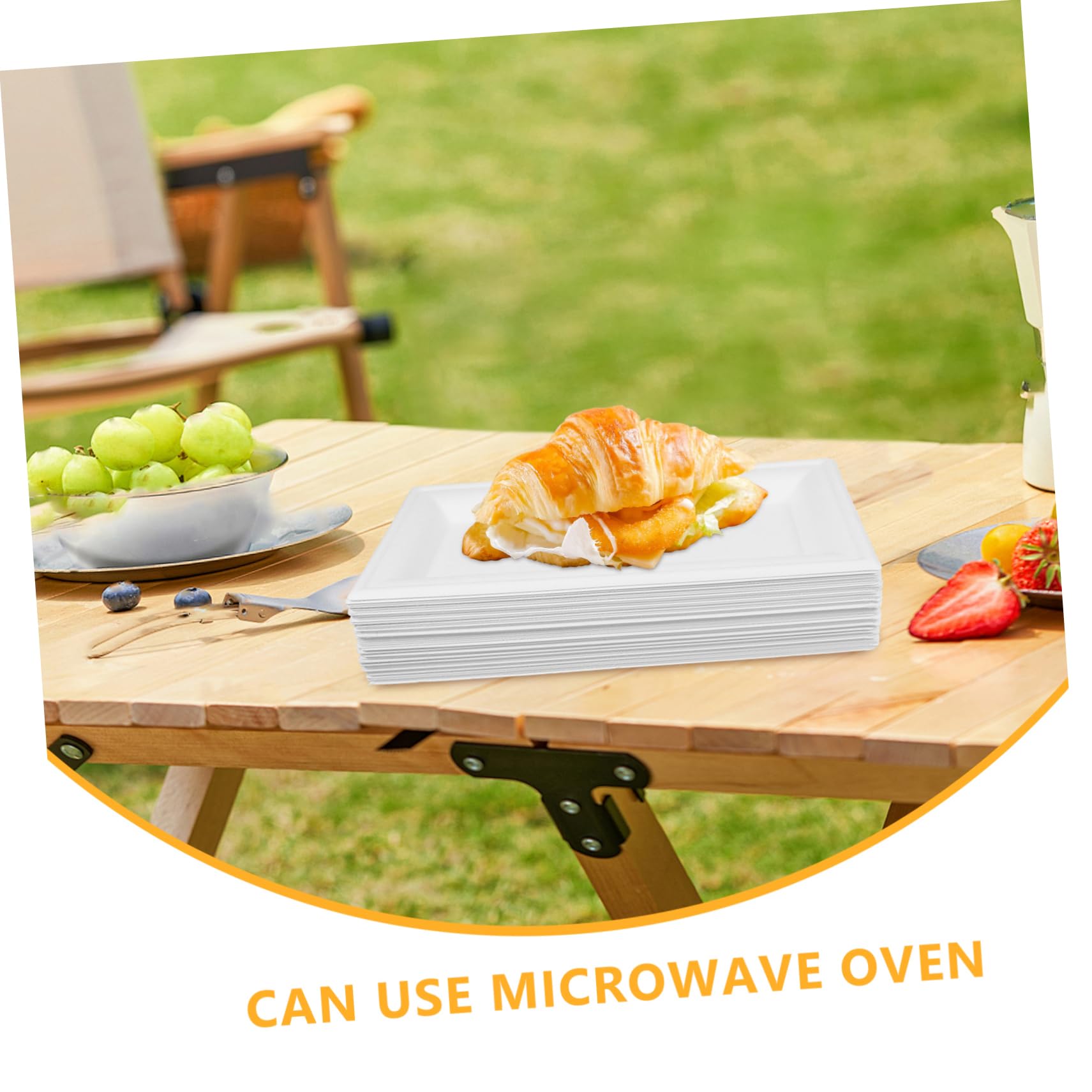 Healvian 50piezas Bandeja De Cartón Desechable Platos De Comida Prácticos Para Bodas y Fiestas Color Blanco Material Cartón Plato De Cena Multifunción