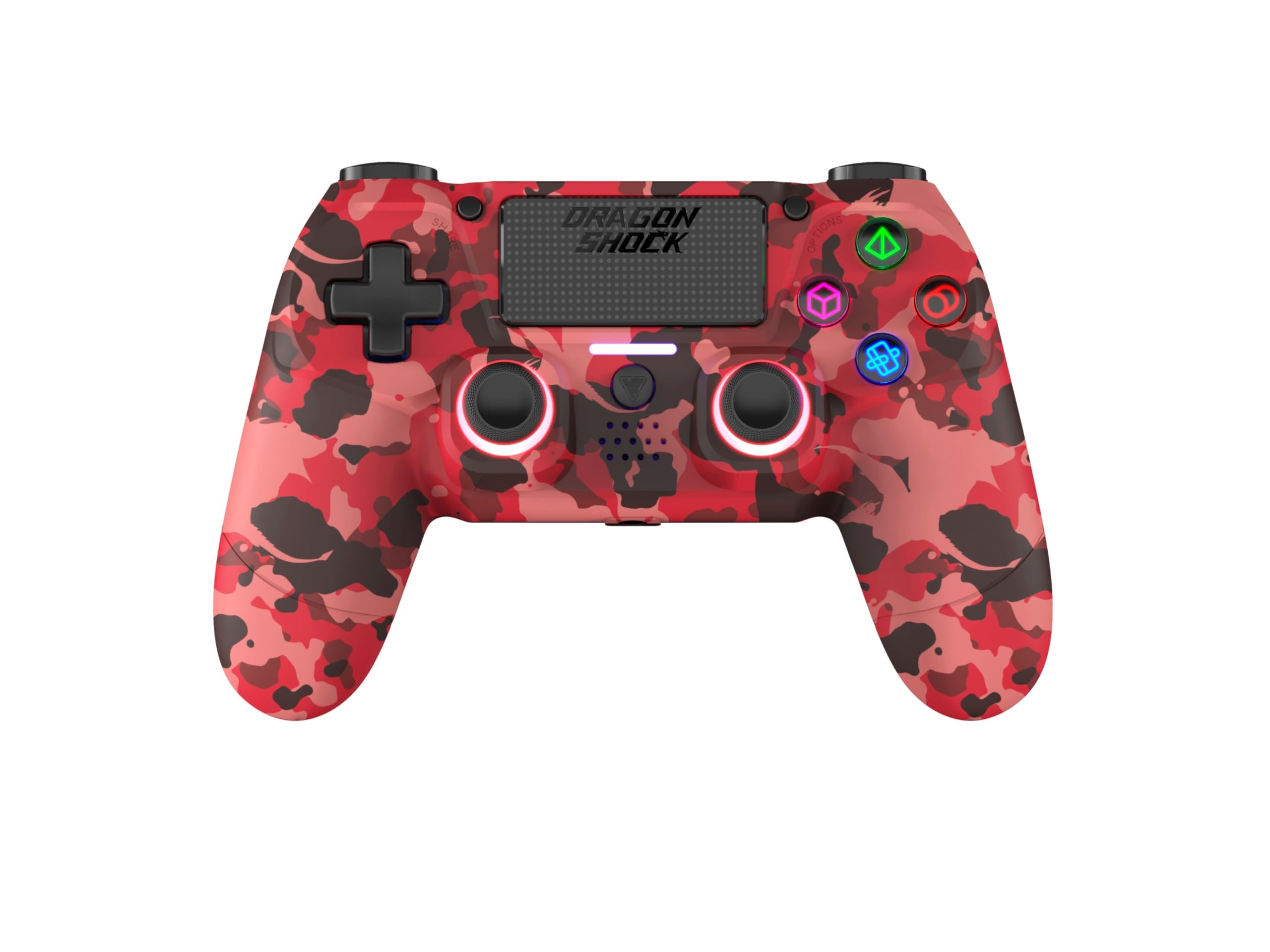 DragonShock Mizar bezprzewodowy kontroler Bluetooth do PS4, PC i telefonów komórkowych, czerwony camo