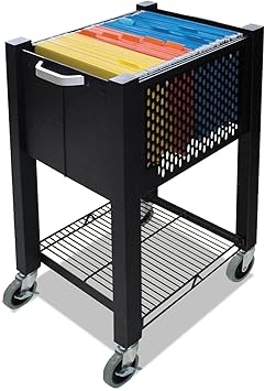 Vertiflex instacart Sidekick deskside File cart, Metal, 1 Shelf, 1 bin, 14.25" x 16.25" x 27.75", Black