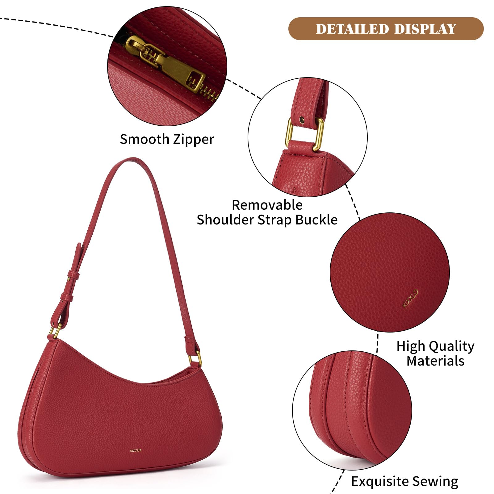 Petit Sac à Main élégant en Forme de Demi-lune Pour Femme, Sac à Main de Sortie, Sac à Bandoulière Réglable