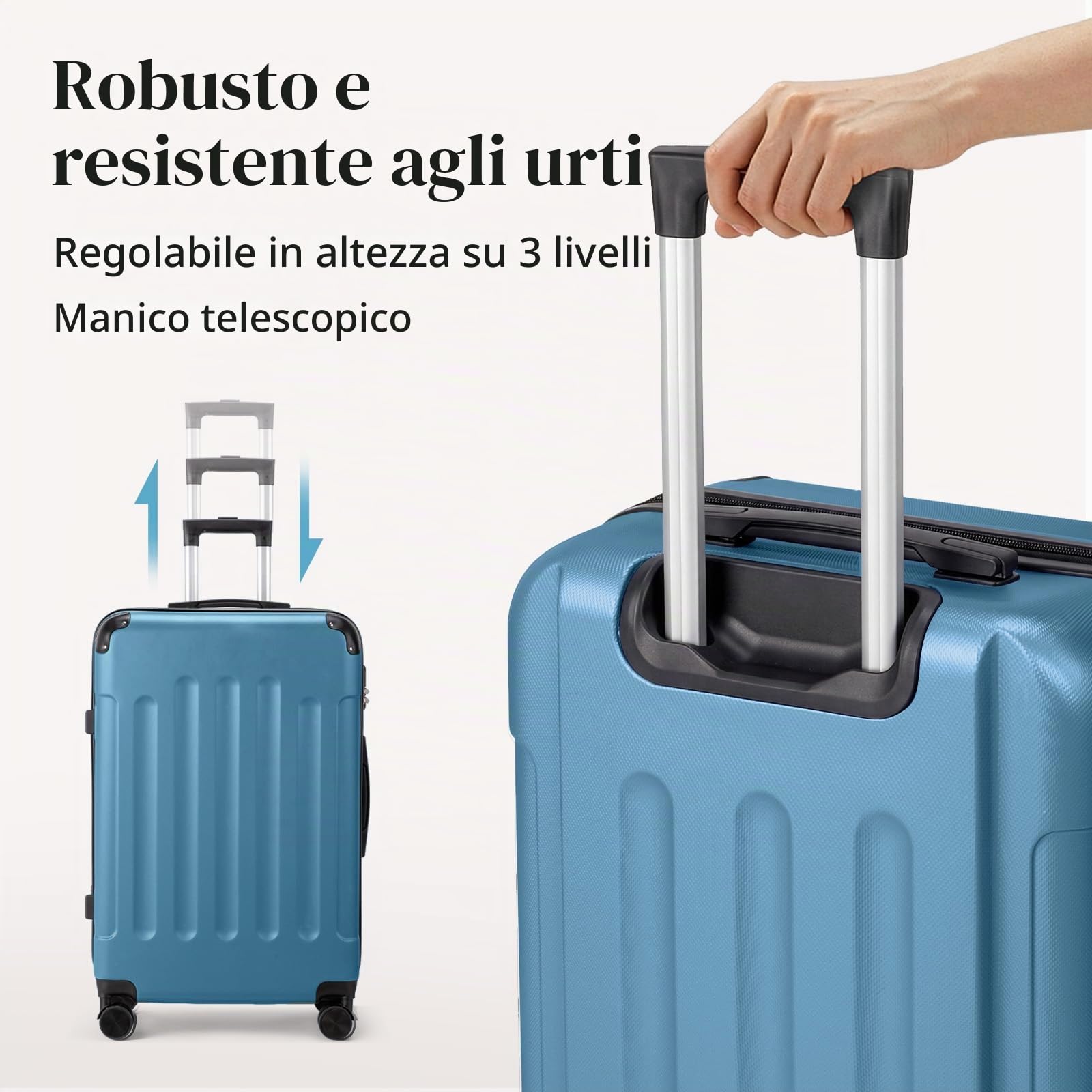 LALAHO Kofferset 4 teilig Hartschale mit verstärkten Ecken (Navyblau) | Reisekoffer mit Rollen Groß, Koffer Set 4 Stück aus ABS, Handgepäck