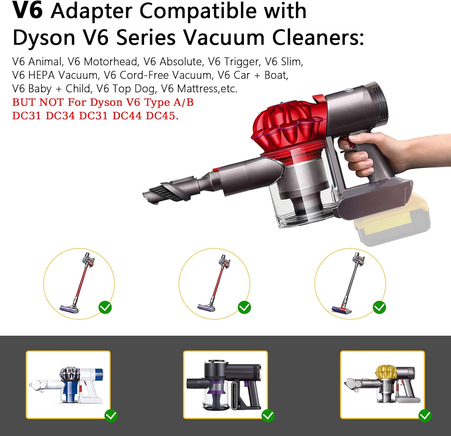 DW20V6 Adapter - Compatible with Dyson V6 Series Vacuum Cleaners and for DeWalt 20V Lithium Battery