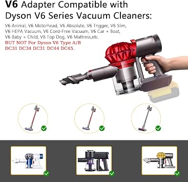 DW20V6 Adapter - Compatible with Dyson V6 Series Vacuum Cleaners and for DeWalt 20V Lithium Battery