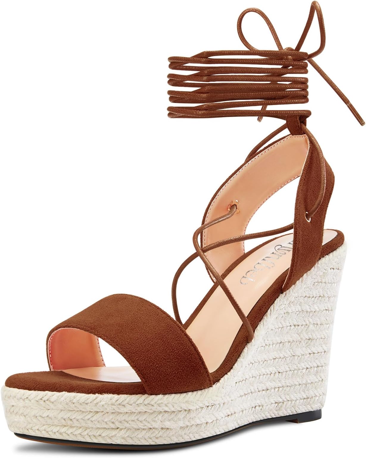 Womens High Wedge Heel Peep Open Toe Sandals Cross-Strap Lace-up Prom Basic Classic 3.9 Inches Heels