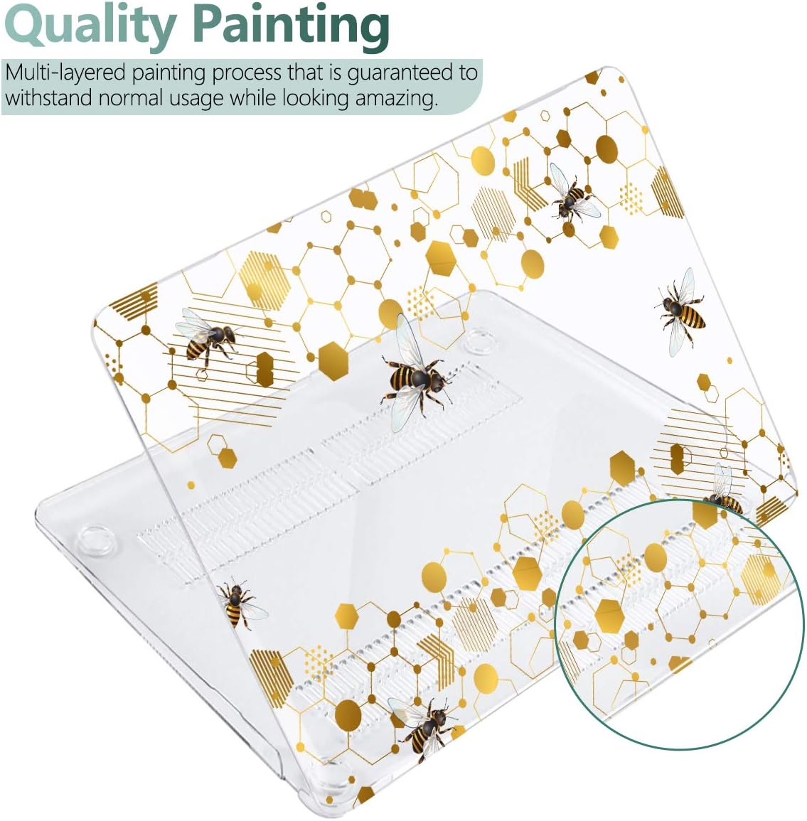 Batianda for Previous MacBook Pro 16 Inch Case 2019 2020 Release Model A2141, Plastic Hard Shell Case Cover with Keyboard Skin for MacBook Pro 16 with Touch Bar,Honeycomb Clear