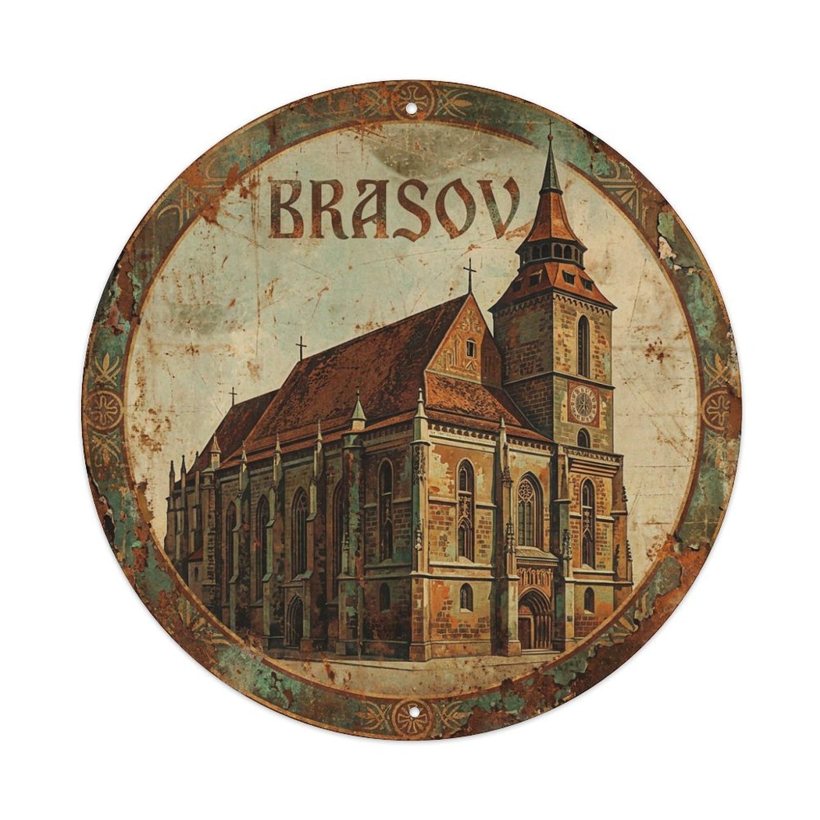 Galvaxio Style Retro Travel Romania Brasov Metal Tin Sign