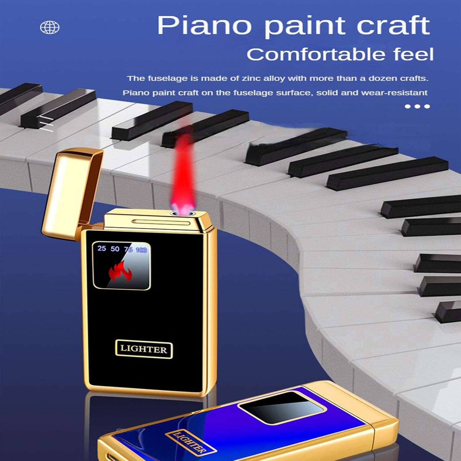 ガス電気ライタースマート誘導ライター防風充電式ライタージェットフレーム充電式ライター男性と女性への最高の贈り物 (Color : R