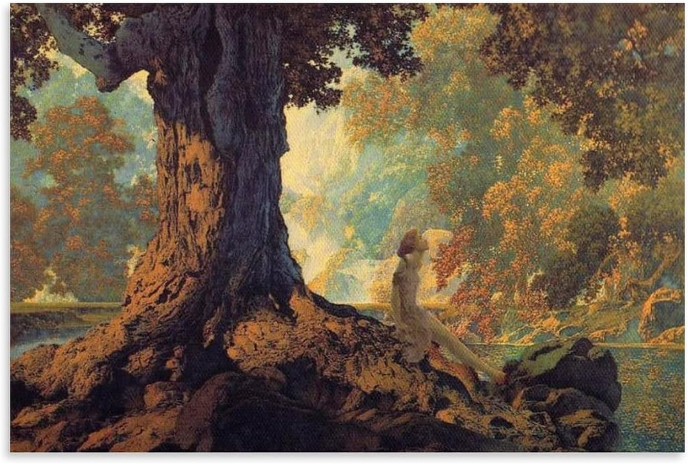 WangXianYY Maxfield Parrish Wall Art Prints Paintings Poster Dreaming 1928 Art Print Wall Photo Paint Hanging Picture Family Bedroom Decor Gift Unframe 16x24inch(40x60cm)