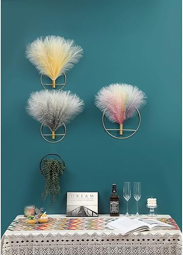 Miniatura 6 de Pretty Jolly Decoración de pared, soporte de decoración de jarrón de metal, flores artificiales montadas en la pared, decoración de pared negra,