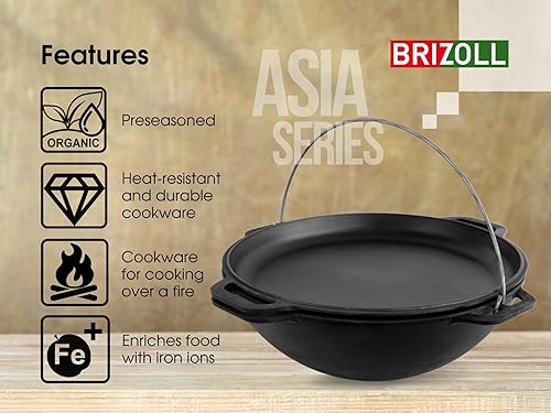 BRIZOLL 4L Cast Iron Kazan with Skillet Lid - Thumbnail 5
