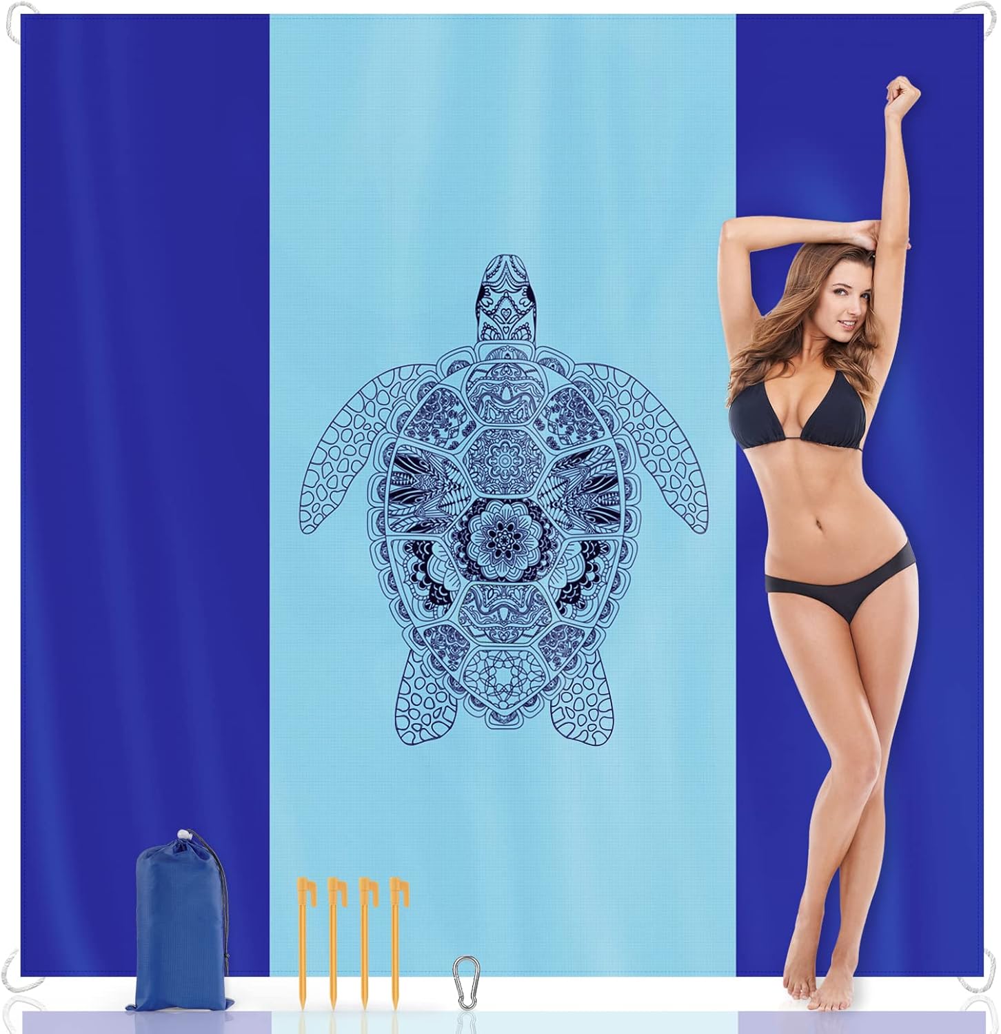 10'X9' Extra Large Beach Blanket, Sandproof Waterproof Beach Mat