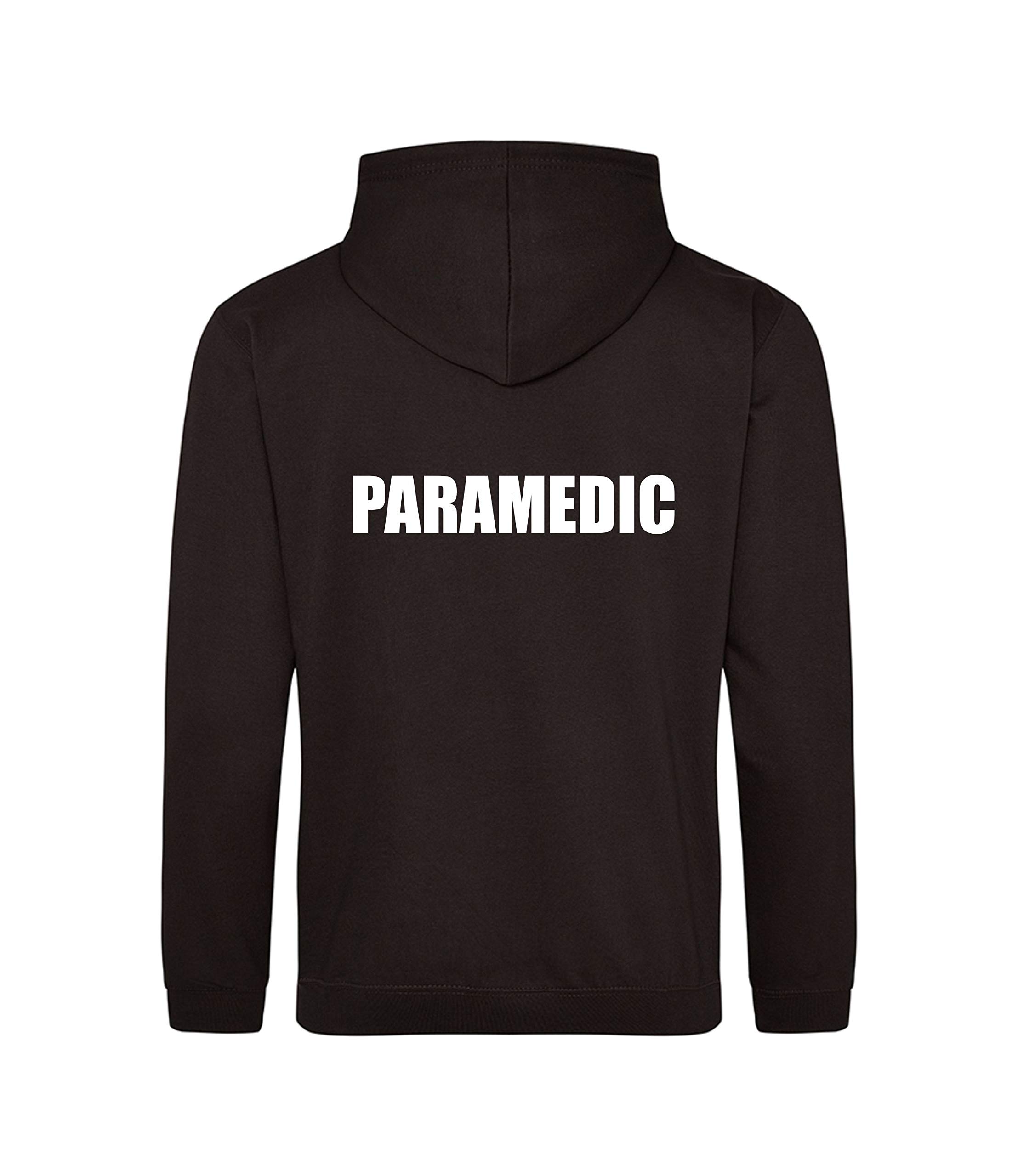 Brook Hi Vis Uk Unisex Black Paramedic Printed Hoodie, Medical Clothing XX-Large