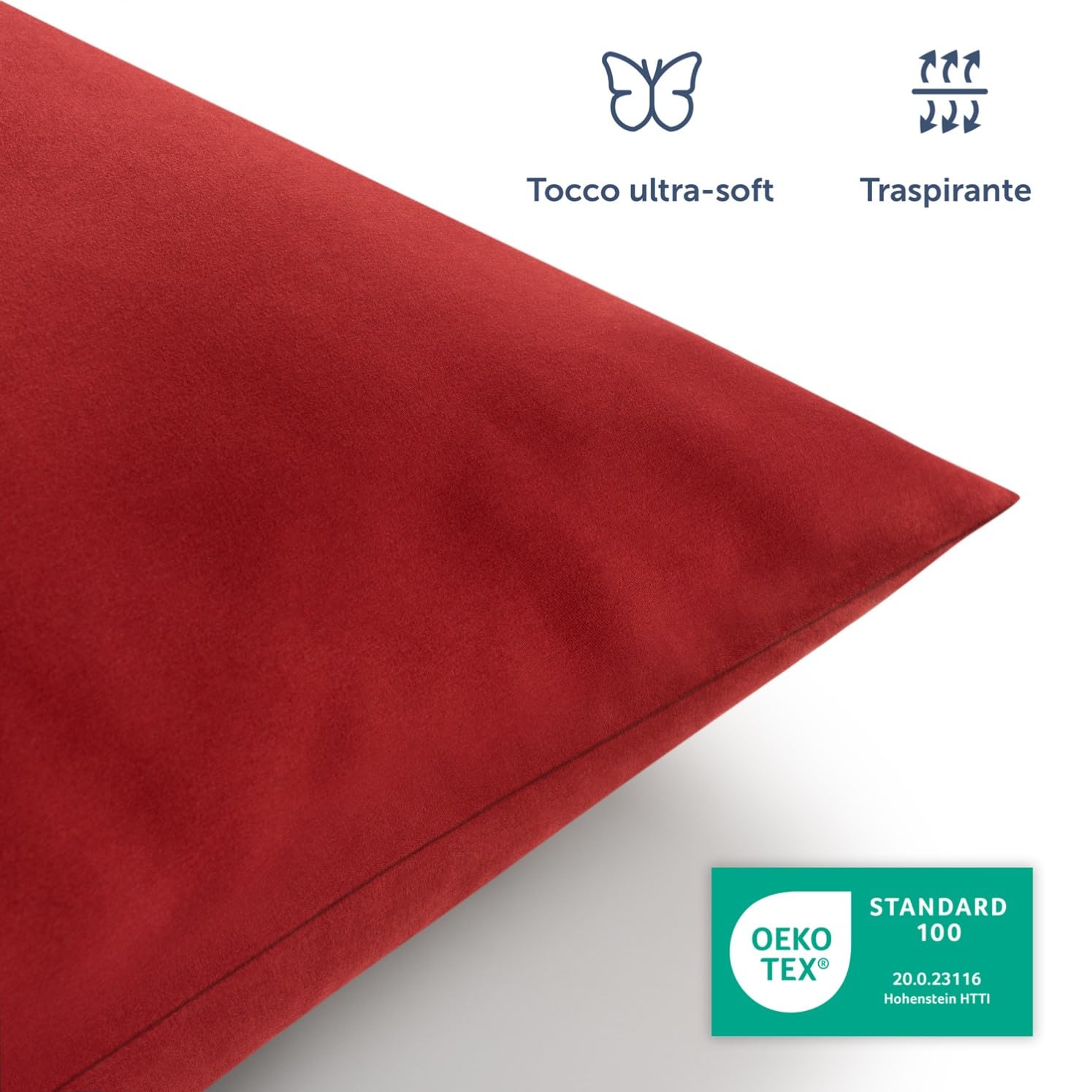 Blumtal Copripiumino Matrimoniale 250x200 e Federe 50x80 - Set di Lenzuola in microfibra extra morbida certificata Oeko-Tex, Set Copripiumino Matrimoniale con 2 Federe - 3 pezzi - Rosso Aurora
