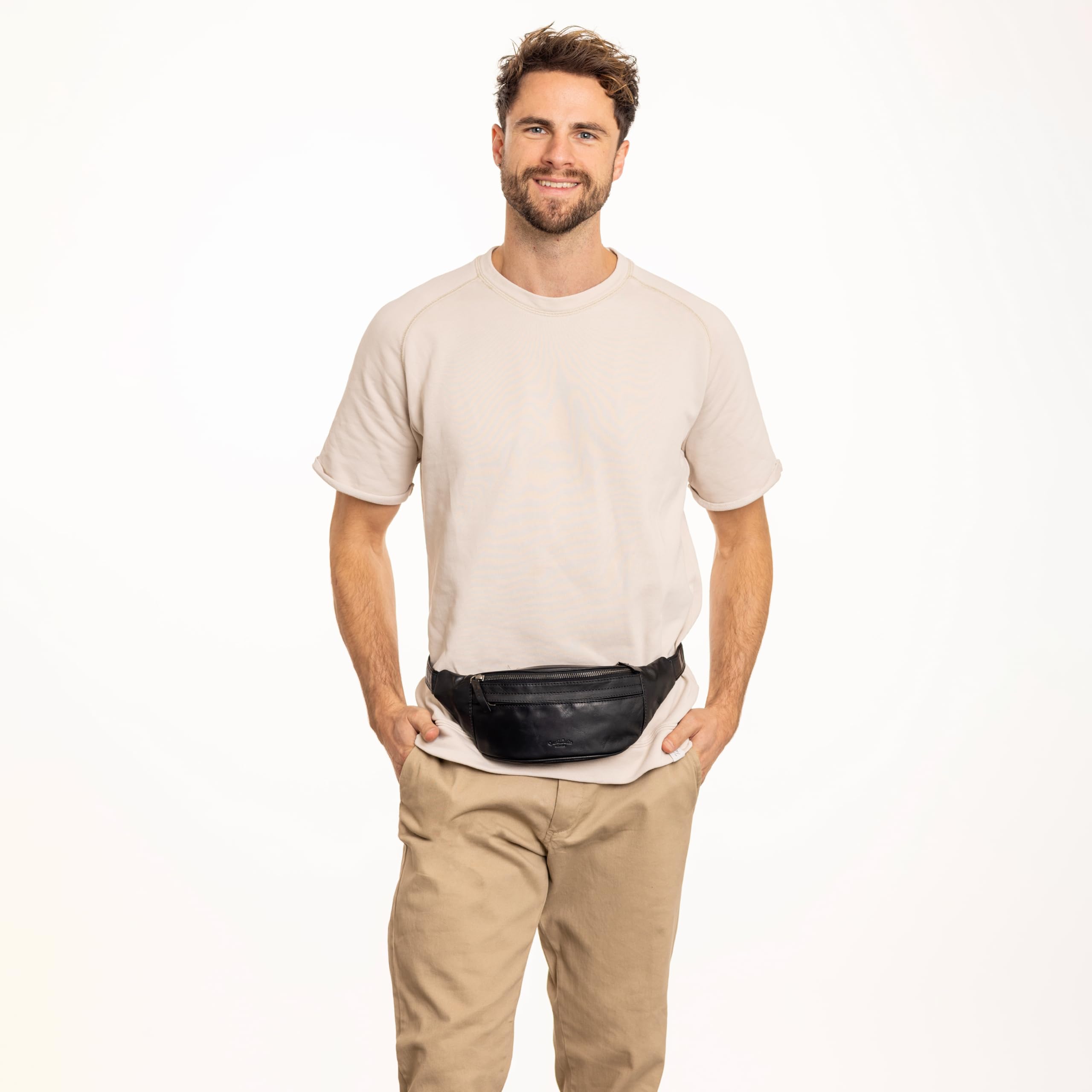 Gusti Marsupio Pelle Spencer – Marsupio Pelle Uomo & Donna in Vera Pelle con Cinghia Regolabile, Stile Vintage Elegante e Compatto