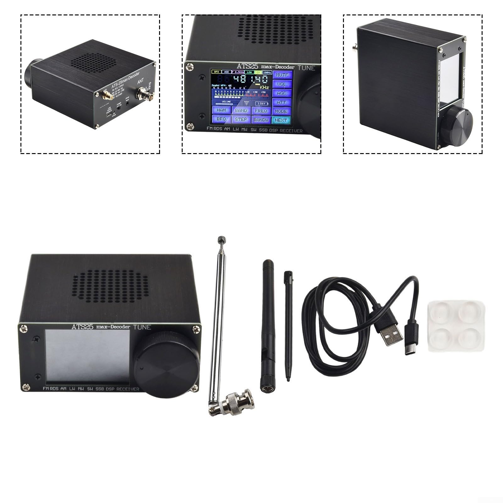 Analizador de radio y espectro con todas las funciones - Pantalla táctil de 2.4 pulgadas - Ancho de banda SSB y AM - Conectividad USB - para aleación de aluminio duradera