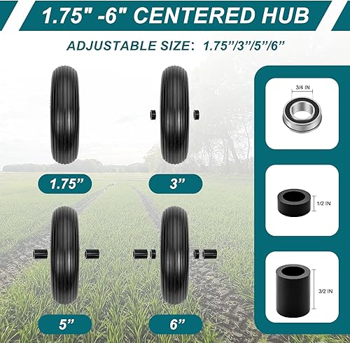 Miniatura 4 de Cenipar Llantas de repuesto de neumáticos de 10 pulgadas de alta resistencia, sin planos, 4.103.50-4 con orificio de eje de 58 pulgadas, cubo de