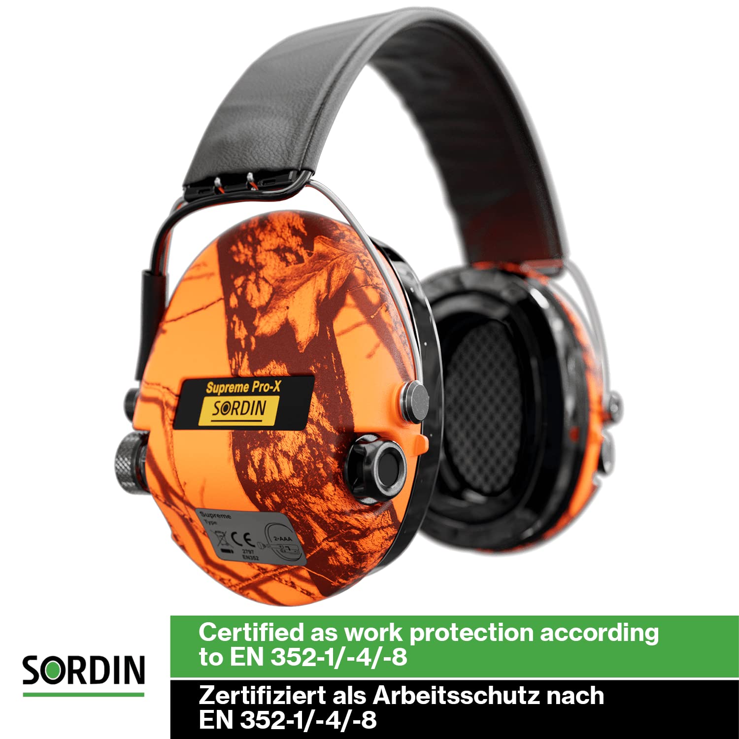 Sordin Pro X LED Cascos - 75302-X-09-S - Auriculares Ultrafinos Electrónicos | Orejeras de Protección Auditiva | Diseño Extraplano para Cazadores - Tiradores y Aficionados a la Caza - SOR75302-X-09