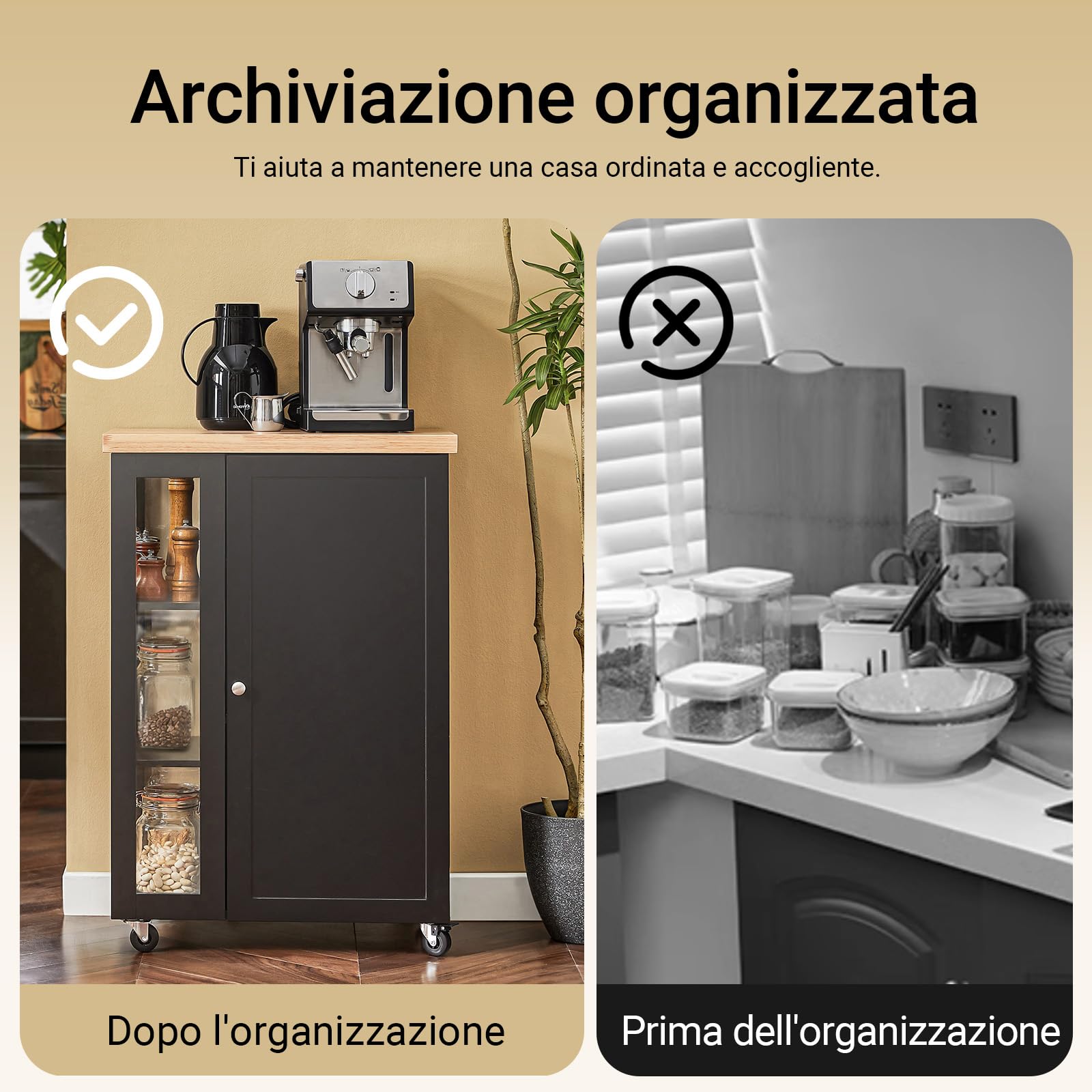 SoBuy Carrello Cucina con Ruote, Struttura Reversibile, Mobile Cucina Salvaspazio con Ripiani Regolabili, Isola Cucina per Cucina, Sala da Pranzo e Angolo Caffè, Nero 60×40×90 cm FKW75-SCH