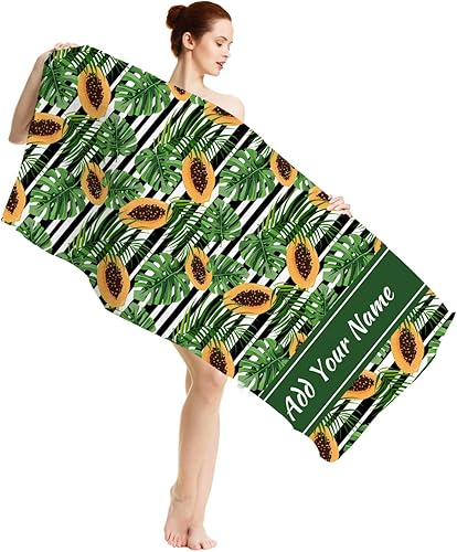 Miniatura 13 de Magimagine Toallas de playa de verano personalizadas, toalla de playa con nombre personalizado, absorbente y de secado rápido, toalla grande sin
