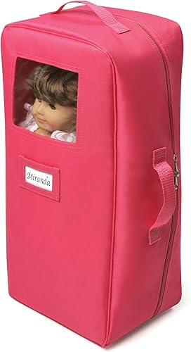 Miniatura 9 de Estuche de viaje para muñeca con cama y ropa de cama, color rosa oscuro, de Badger Basket (sirve para las muñecas de American Girl)