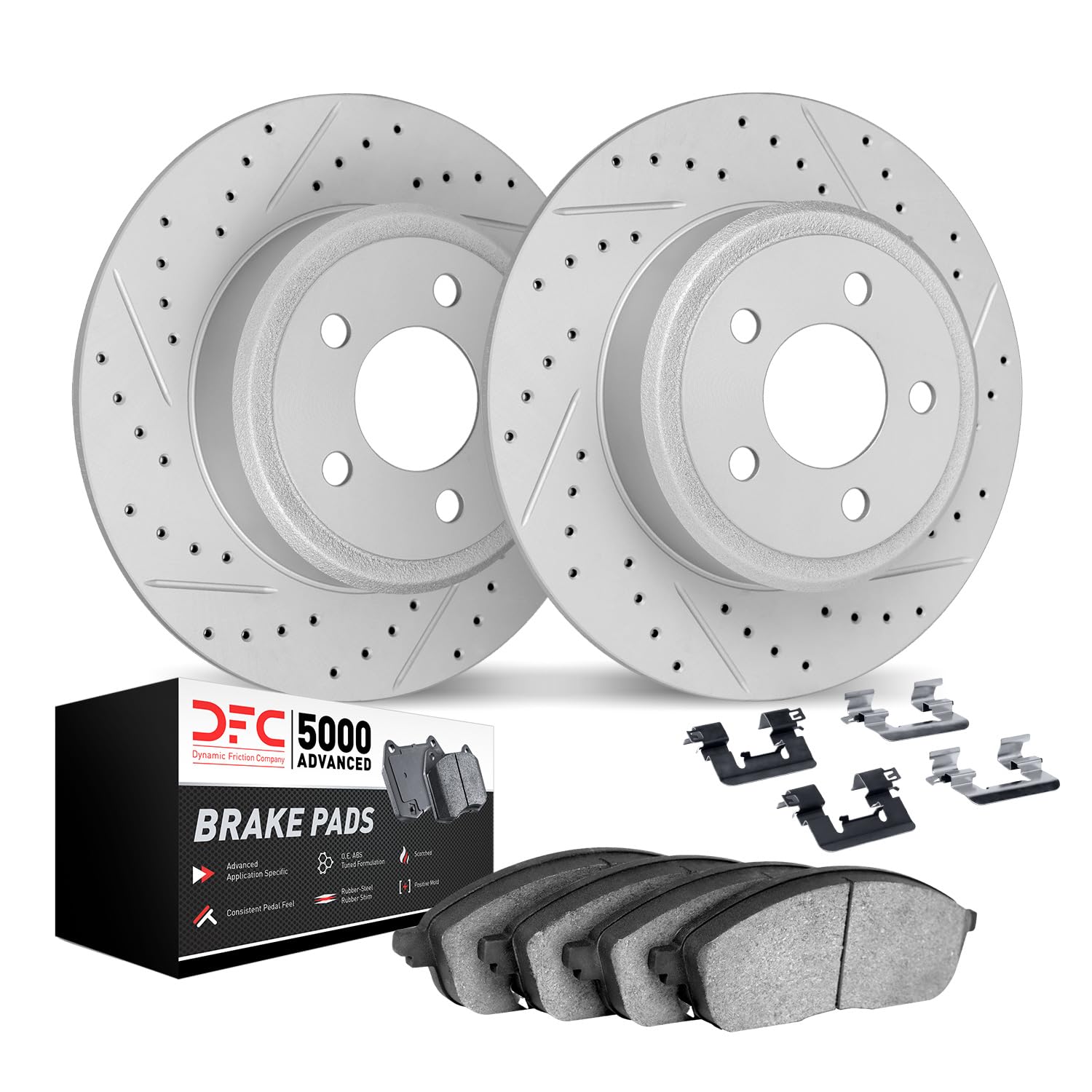 Dynamic Friction Company Brake Kit For 1995-2000 Chrysler Cirrus; 2004-2007 Chrysler PT Cruiser; 1996-2006 Chrysler Sebring| Rear 5000 Advanced Brake Pads and Rotors Kit|Hardware included