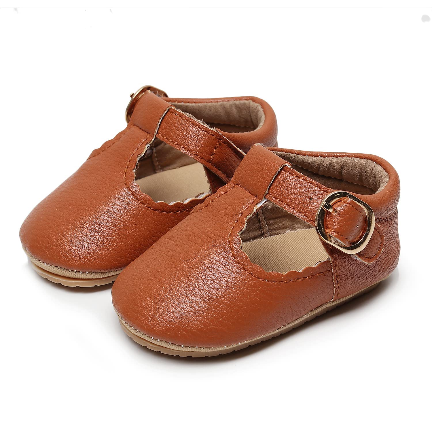 HONGTEYA Infant Baby Girls Mary Jane Flats Non Slip for Toddler First Walkers Soft Sole PU Leather Crib Shoes Sneaker Wedding Party Christmas Princess Dress Shoes Baby Moccasins Girls