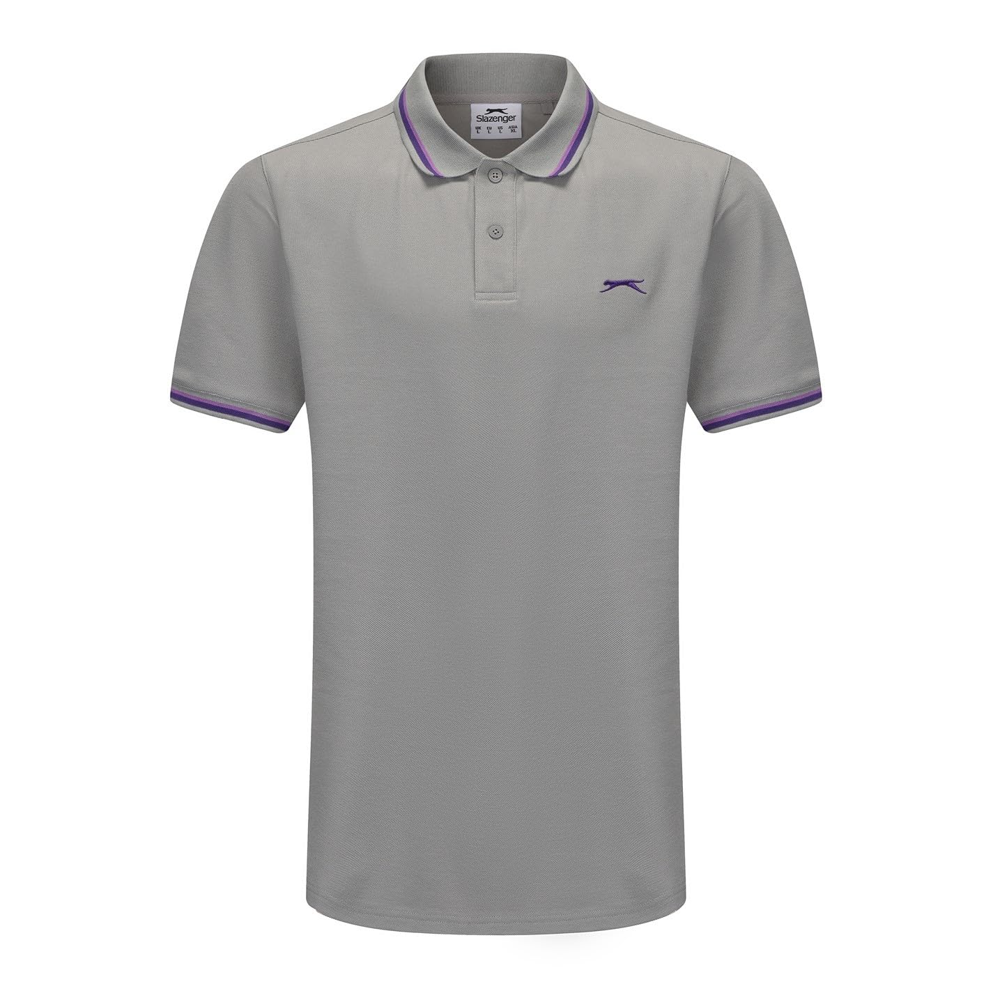 Slazenger Mens Tipped Polo Shirt Short Sleeve Lifestyle Light Grey XXL