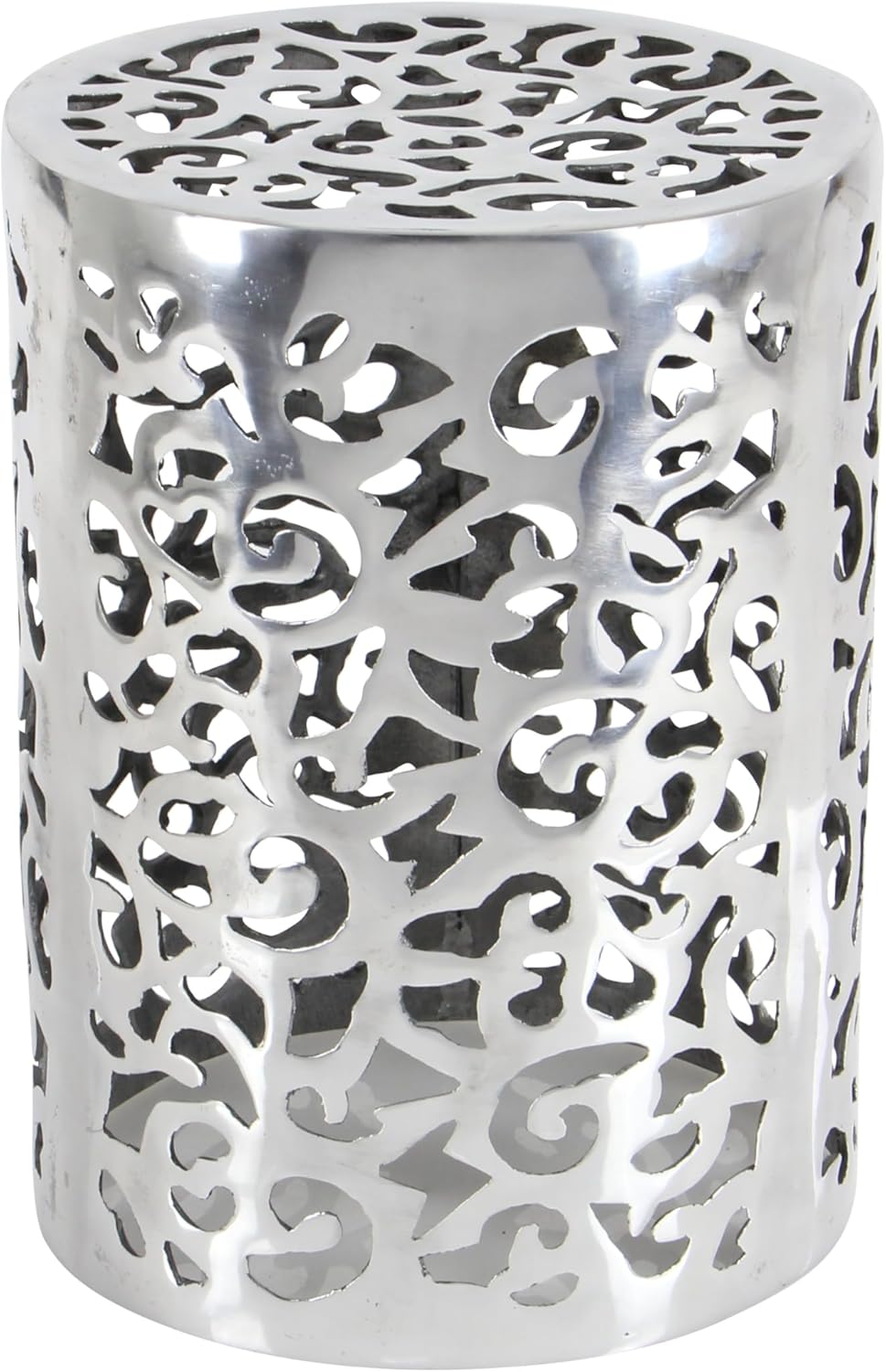 Deco 79 Aluminum Metal Side End Accent Table Scroll End Table, Side Table 13" x 13" x 18", Silver