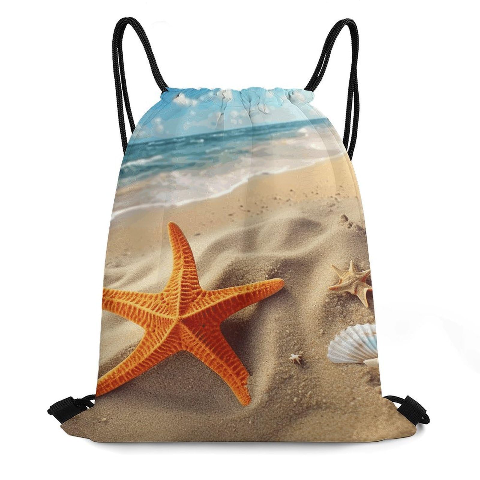 Mxzerfkgla Unisex Sea Beach Starfish Drawstring Backpack Sports Gym Sackpack Drawstring Bags For Men Women Draw String Bag