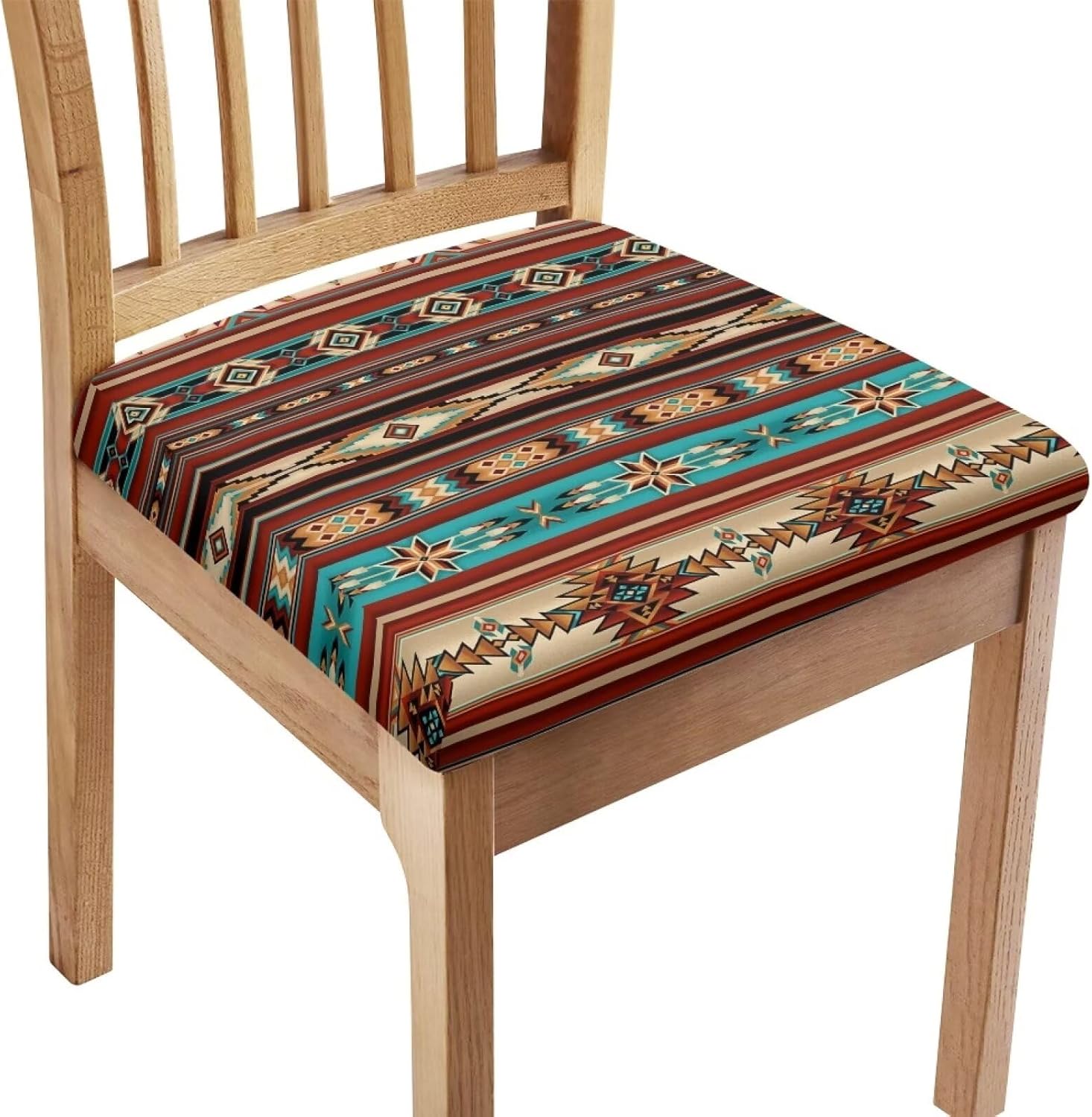 Southwest Aztec Tribal Chair Cushion Slip Covers Breathable Square Dining Chair Outdoor Chair Seat Cover Machine Washable Non-Slip Chair Seat Protective Slipcovers