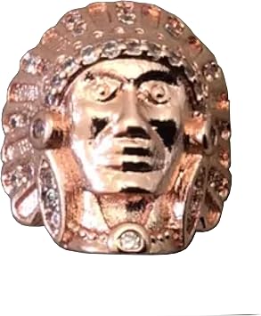 | CZ Native American Chief Bead - 13mm x 15mm Headdress Shape Gunmetal/White Cubic Zirconia Inlaid Bead Plated Copper Jewelry Making Supplies | Rose Gold White CZ