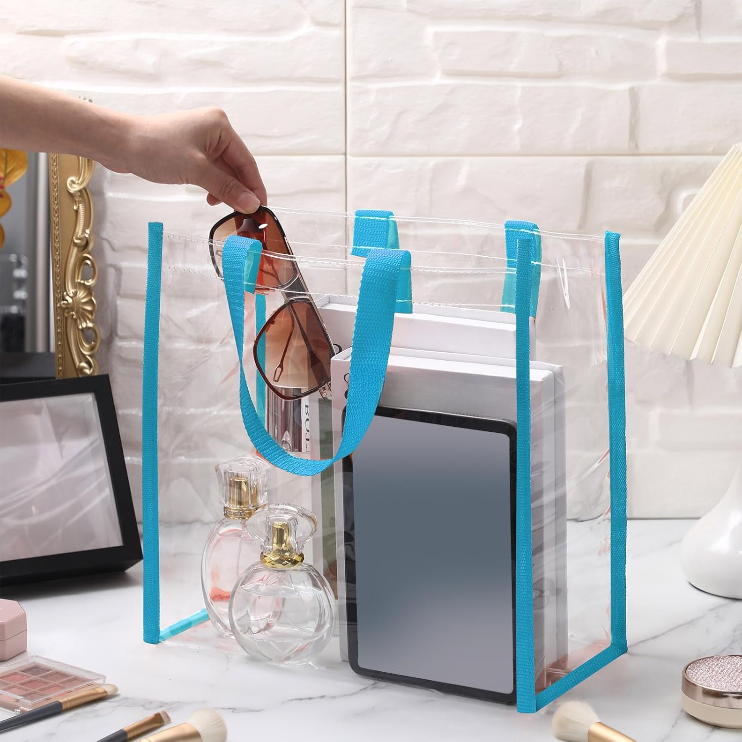 Eccliy 30 Pack 12x12x6 Inch Clear Tote Bag Stadium Approved Bulk Plastic Beach Tote Gift Bag with Handle for Gym Sports | 30 Pack, 12x12x6 Inch, Stadium Approved, Bulk, Tote Gift Bag, with Handle - Image 6