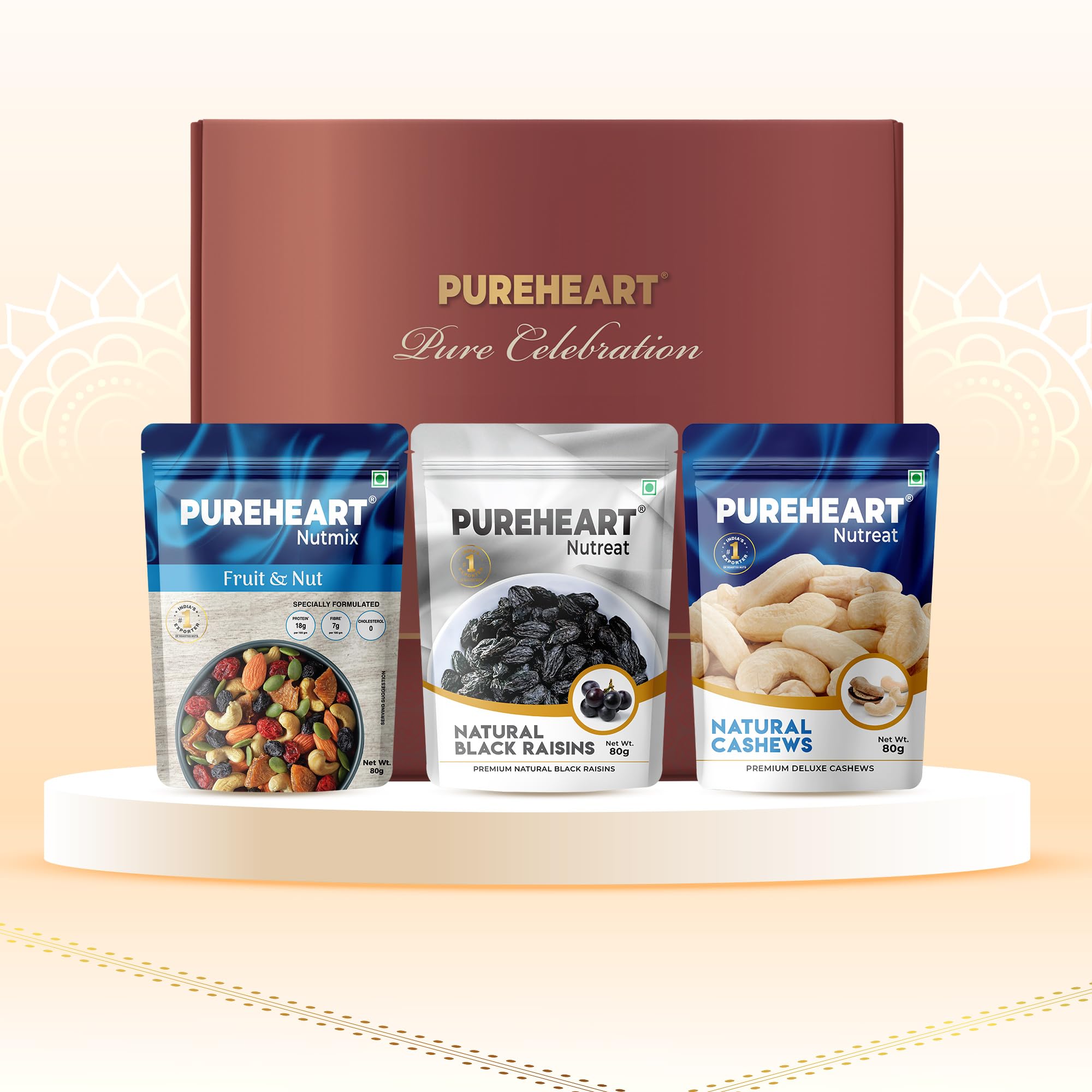 PUREHEART Premium Gift Hamper - Natural Cashews (80 g), Fruit & Nut Nutmix (80g) & Black Raisins (80g) Combo - Crunchy Dry Fruits, Ideal for Festive Occasions (B0D7VV6PSK) Amazon Price History, Amazon Price Tracker