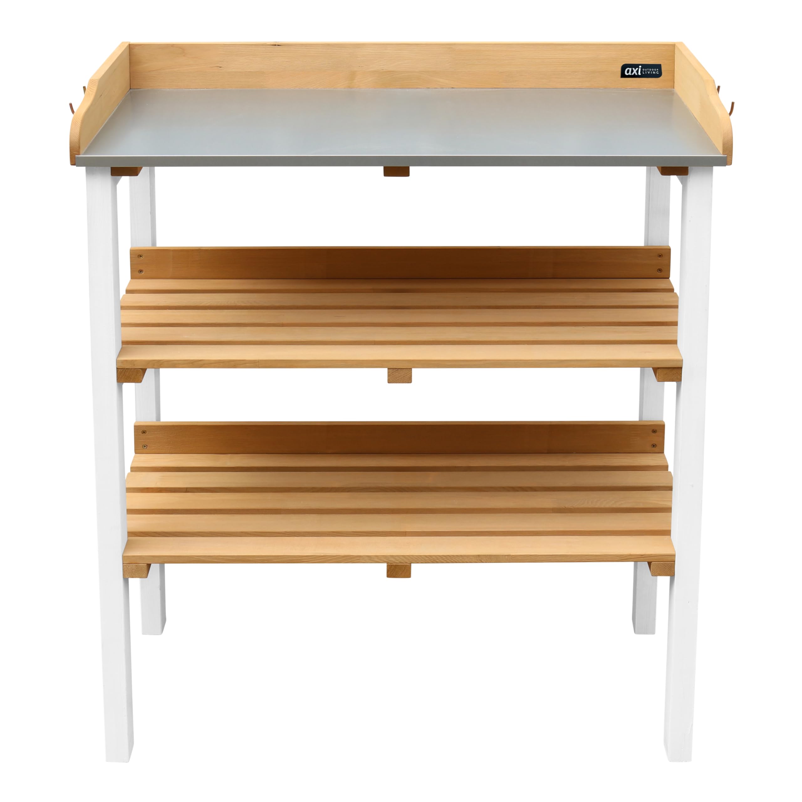 AXI Table de Rempotage avec Étagère de Rangement en Bois Marron & Blanc pour Extérieur