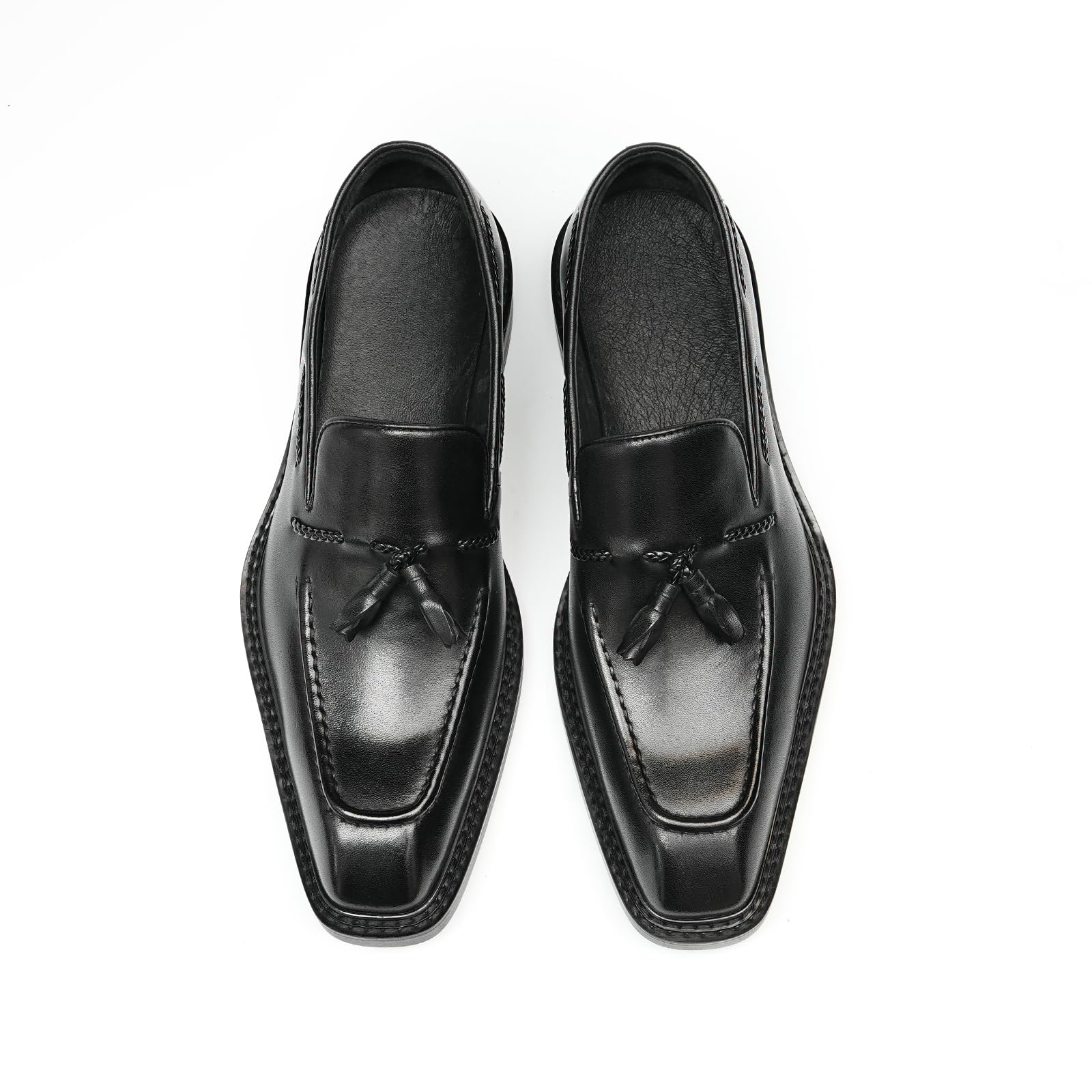 Mocasines con Borlas Negocios Casuales Zapatos Slip On en Cuero Genuino