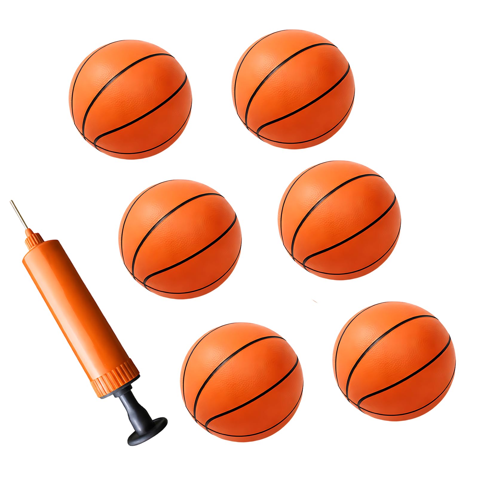 6Pcs Mini Basketball with Pump, Soft Small Basketball for Boys and Toddlers, Complete Indoor Basketball Play Set with Mini Basketball Hoop Ready Design