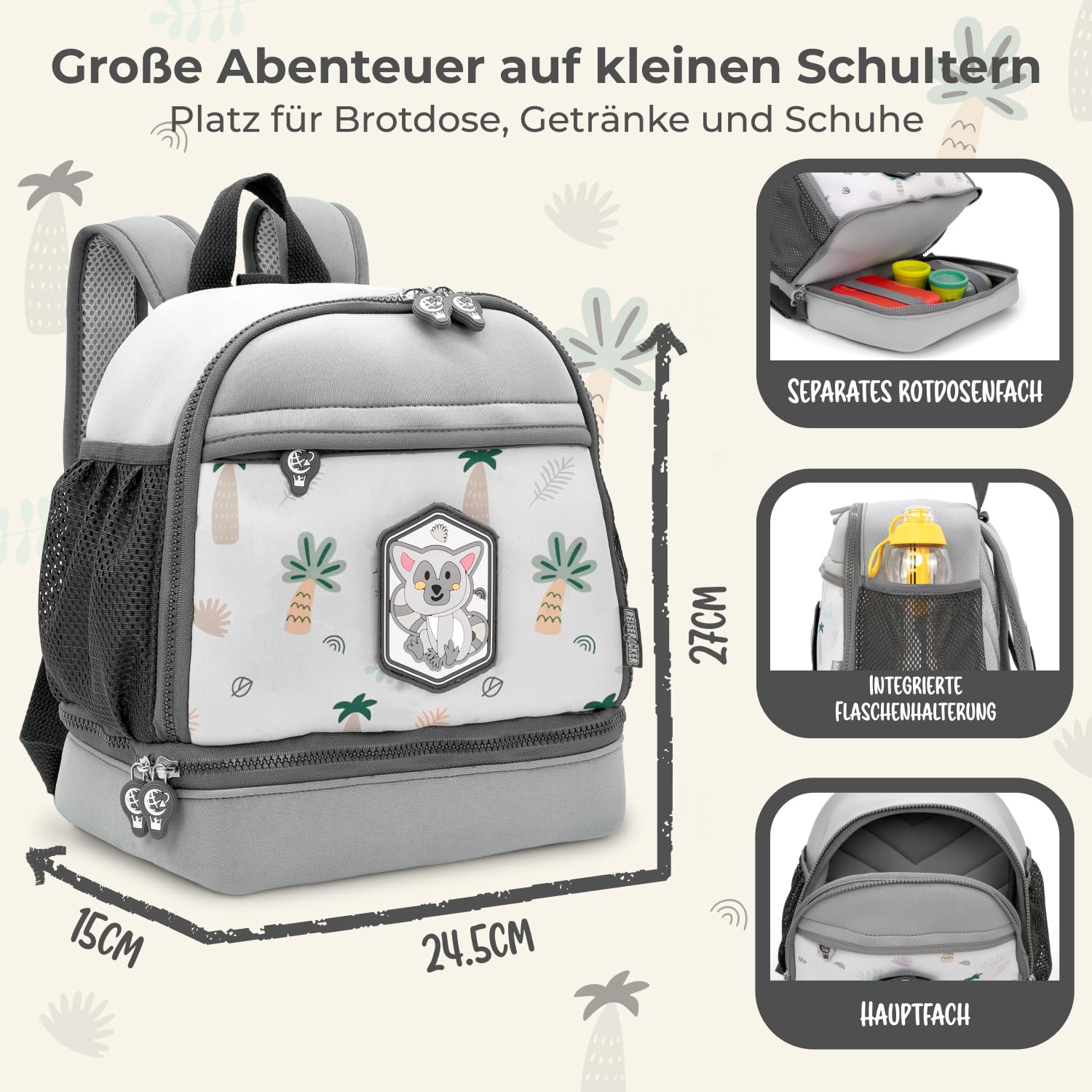 REISERACKER Plecak do przedszkola Safe Adventure od 1 roku – plecak do przedszkola dla dziewcząt i chłopców – plecak dziecięcy do przedszkola i przedszkola