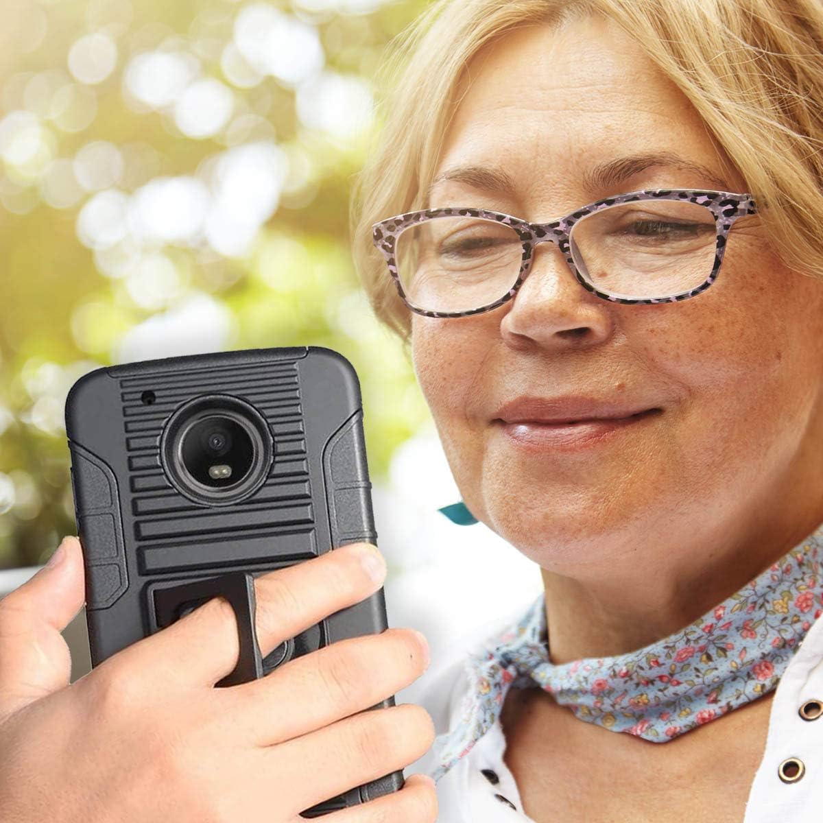 Rome Tech Dual Layer Case with Belt Clip for Moto G5 Plus - Protective Heavy Duty Holster Case with Kickstand Swivel for Motorola G5 Plus - Black