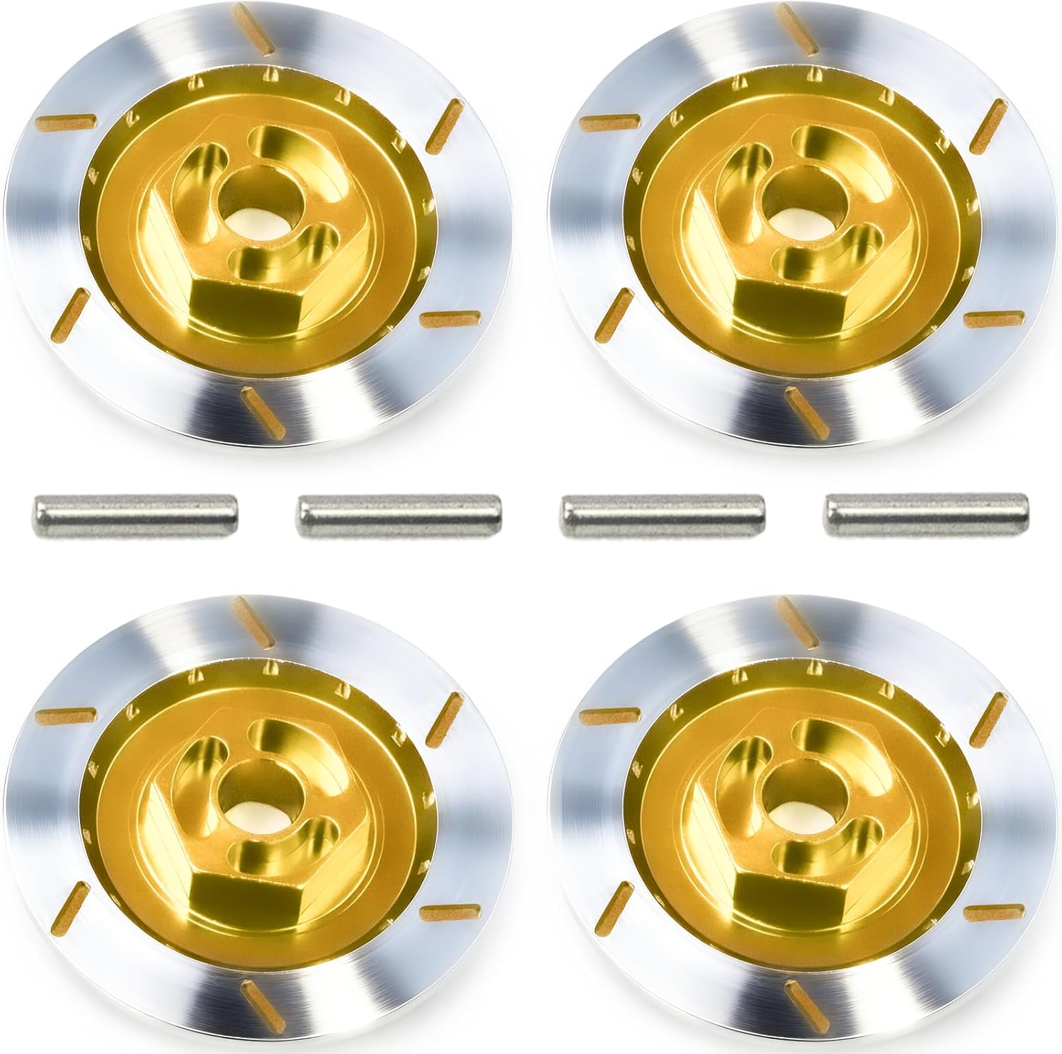 Brake Discs with 12mm Hex Hub for 1/10 Scale RC Cars – Aluminum Alloy Upgrade Kit for Drift, On-Road Car – CNC Machined Performance Part with Anodized Finish Gold
