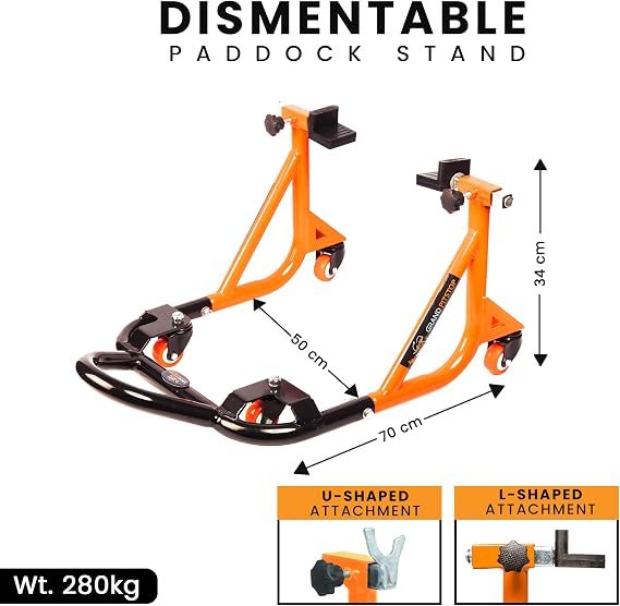 Grand Pitstop Universal Adjustable Rear Paddock Stand for Motorcycle with Swingarm Rest 360 Dismantable, Motorcycle Weight Up to 500 lbs/ 226 Kgs