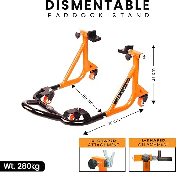 Grand Pitstop Universal Adjustable Rear Paddock Stand for Motorcycle with Swingarm Rest 360 Dismantable, Motorcycle Weight Up to 500 lbs/ 226 Kgs
