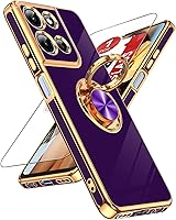 Vista 102 de LeYi para Funda de Teléfono Samsung Galaxy A13-5G: Protector de Pantalla de Vidrio Templado, Soporte Magnético Giratório de Anillo 360°, Borde Negro