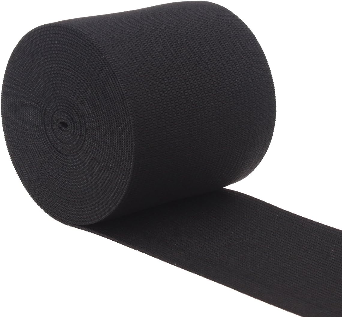 COTOWIN 2.5-Inch Black Knit Heavy Stretch High Elasticity Elastic Band 4 Yards