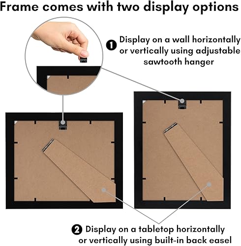 Miniatura 4 de Marco Americanflat color negro de 8 x 10 pulgadas, madera conglomerada con cristal irrompible, formato horizontal y vertical para pared.