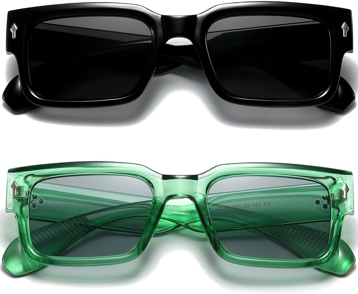 EYLRIM Square Frame Sunglasses for Women Men Trendy Chunky Rectangle Sun Glasses Black Shades UV400 Protection - Image 2