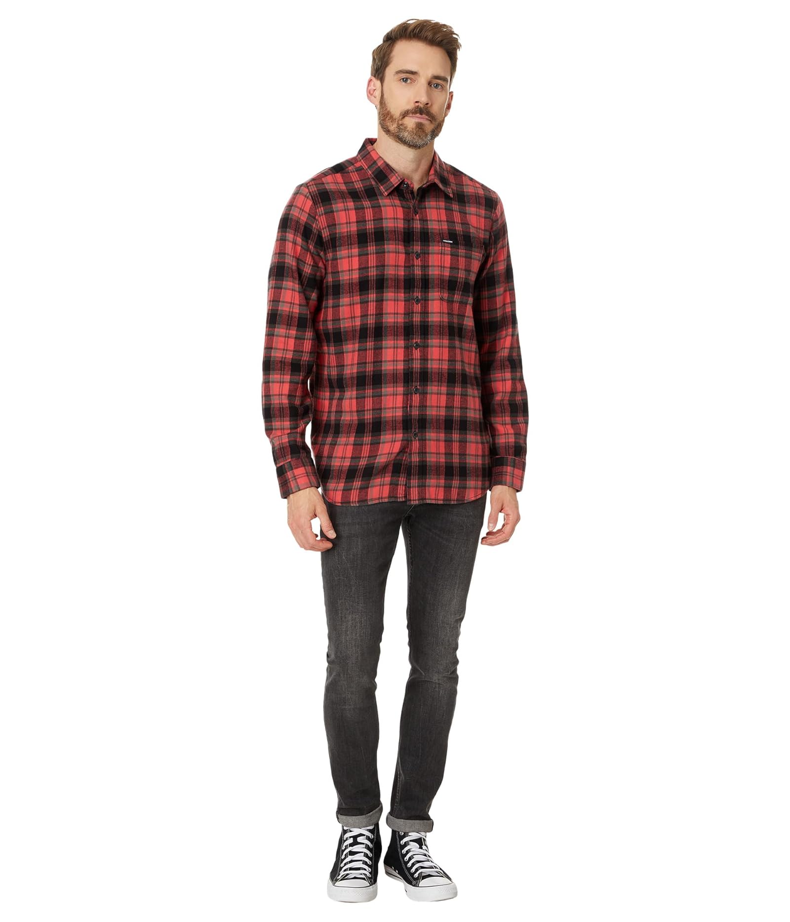 Man's Shirts & Tops Volcom Caden Plaid Long Sleeve - Picture 9 of 17