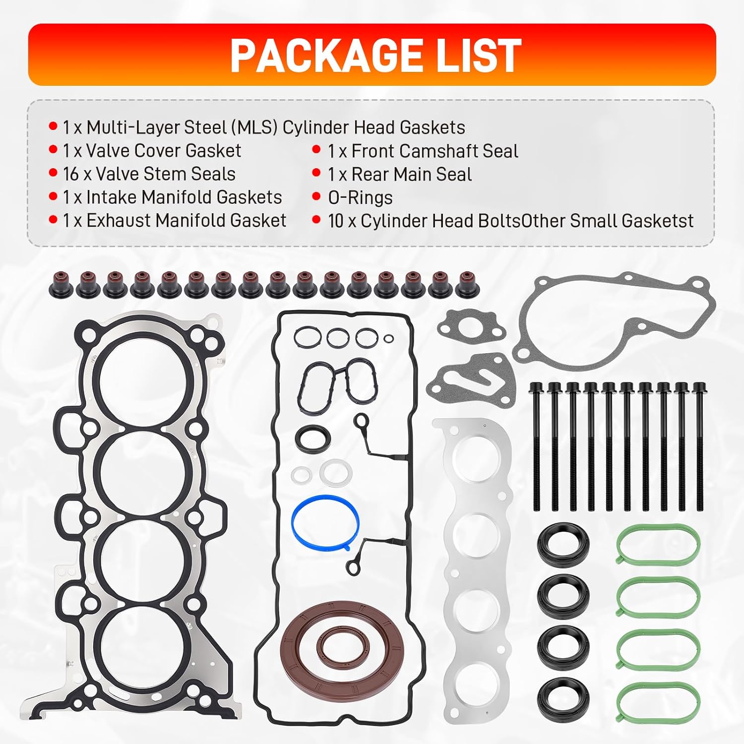 HS26561PT Cylinder Head Gasket Set with Head Bolts Compatible with Hyundai Elantra GT Coupe 2011-2020, Kia Forte Koup Soul 2012-2018 1.8L 2.0L Replace# ES72486 HGS193 CPW13795